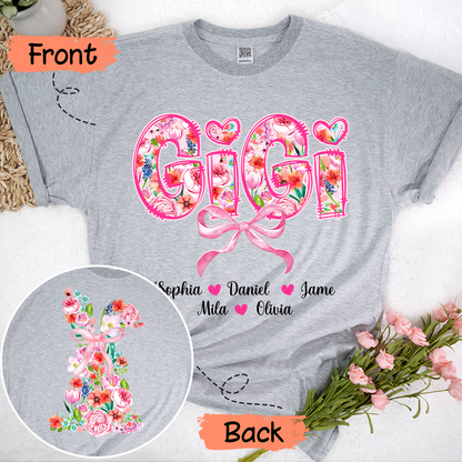 Custom Gigi Floral - Gigi and Grandkids' Names T-Shirt