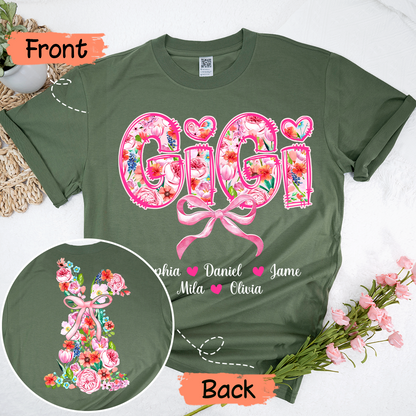 Custom Gigi Floral - Gigi and Grandkids' Names T-Shirt