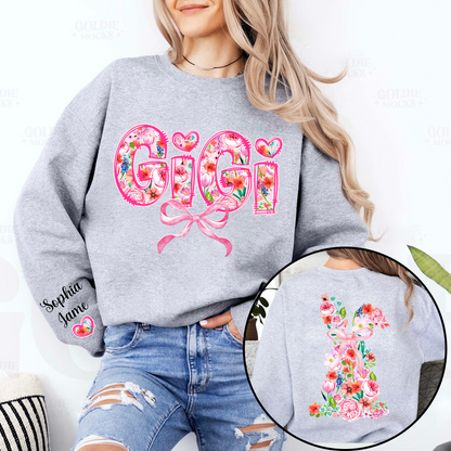 Custom Gigi Sweatshirt with Floral Design and Grandkids' Names – Perfect Gift for Grandmothers Sweatshirt