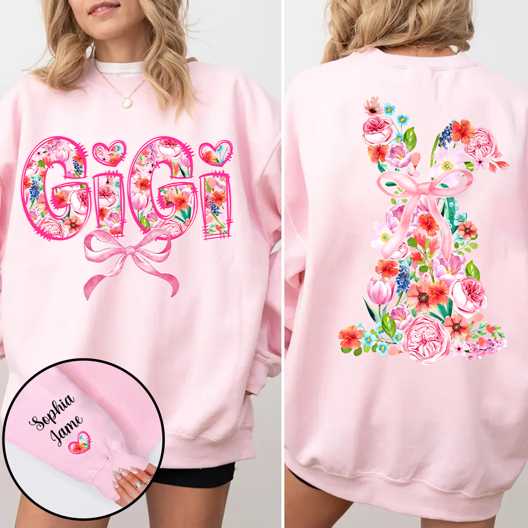 Custom Gigi Sweatshirt with Floral Design and Grandkids' Names – Perfect Gift for Grandmothers Sweatshirt
