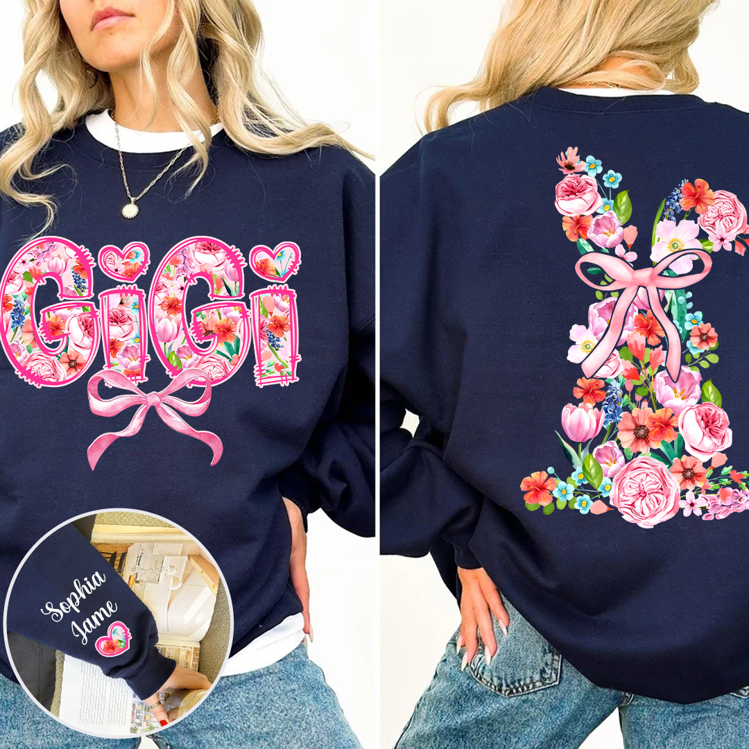 Custom Gigi Sweatshirt with Floral Design and Grandkids' Names – Perfect Gift for Grandmothers Sweatshirt