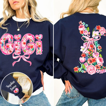 Custom Gigi Sweatshirt with Floral Design and Grandkids' Names – Perfect Gift for Grandmothers Sweatshirt