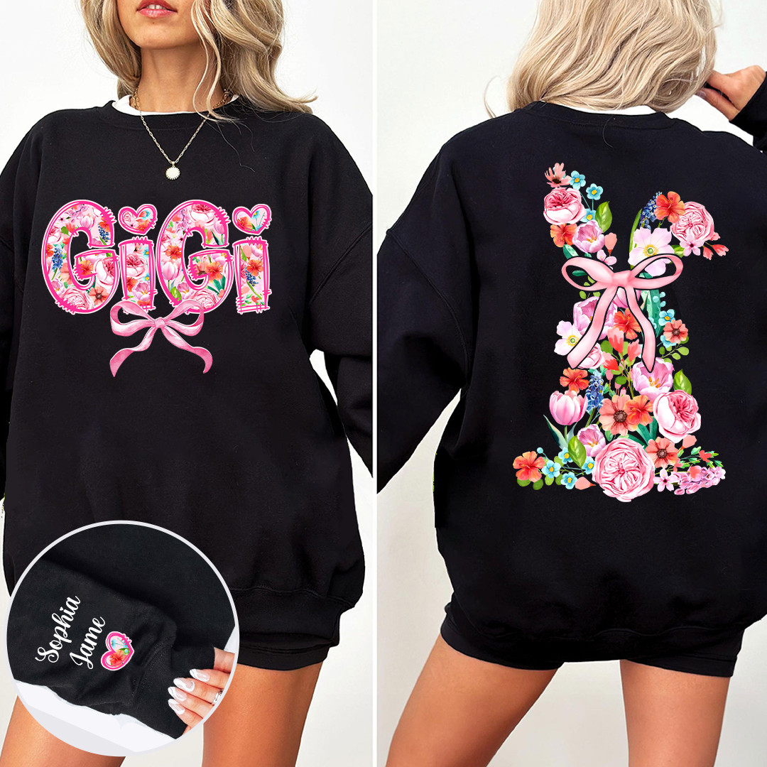 Custom Gigi Sweatshirt with Floral Design and Grandkids' Names – Perfect Gift for Grandmothers Sweatshirt