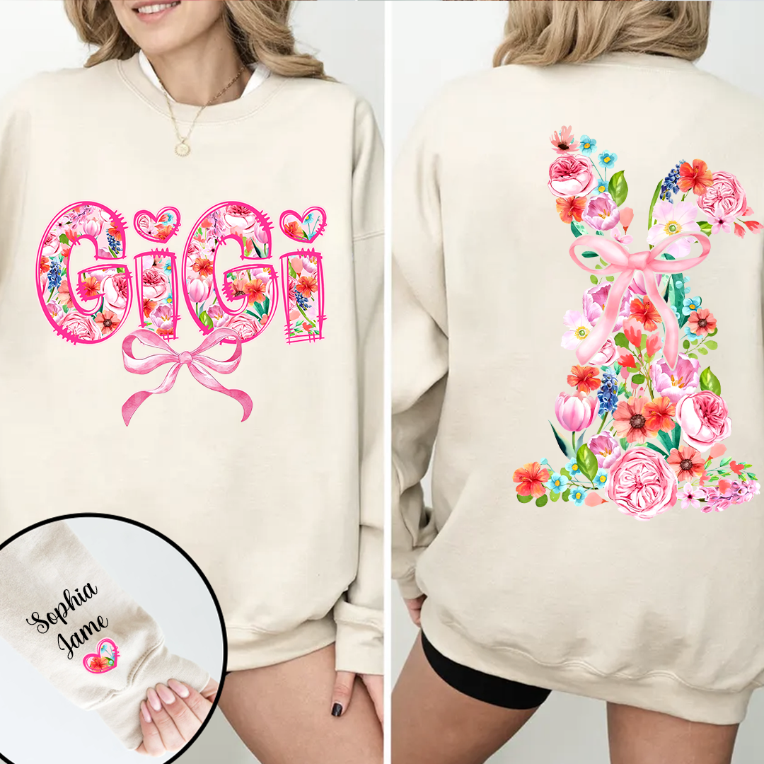 Custom Gigi Sweatshirt with Floral Design and Grandkids' Names – Perfect Gift for Grandmothers Sweatshirt