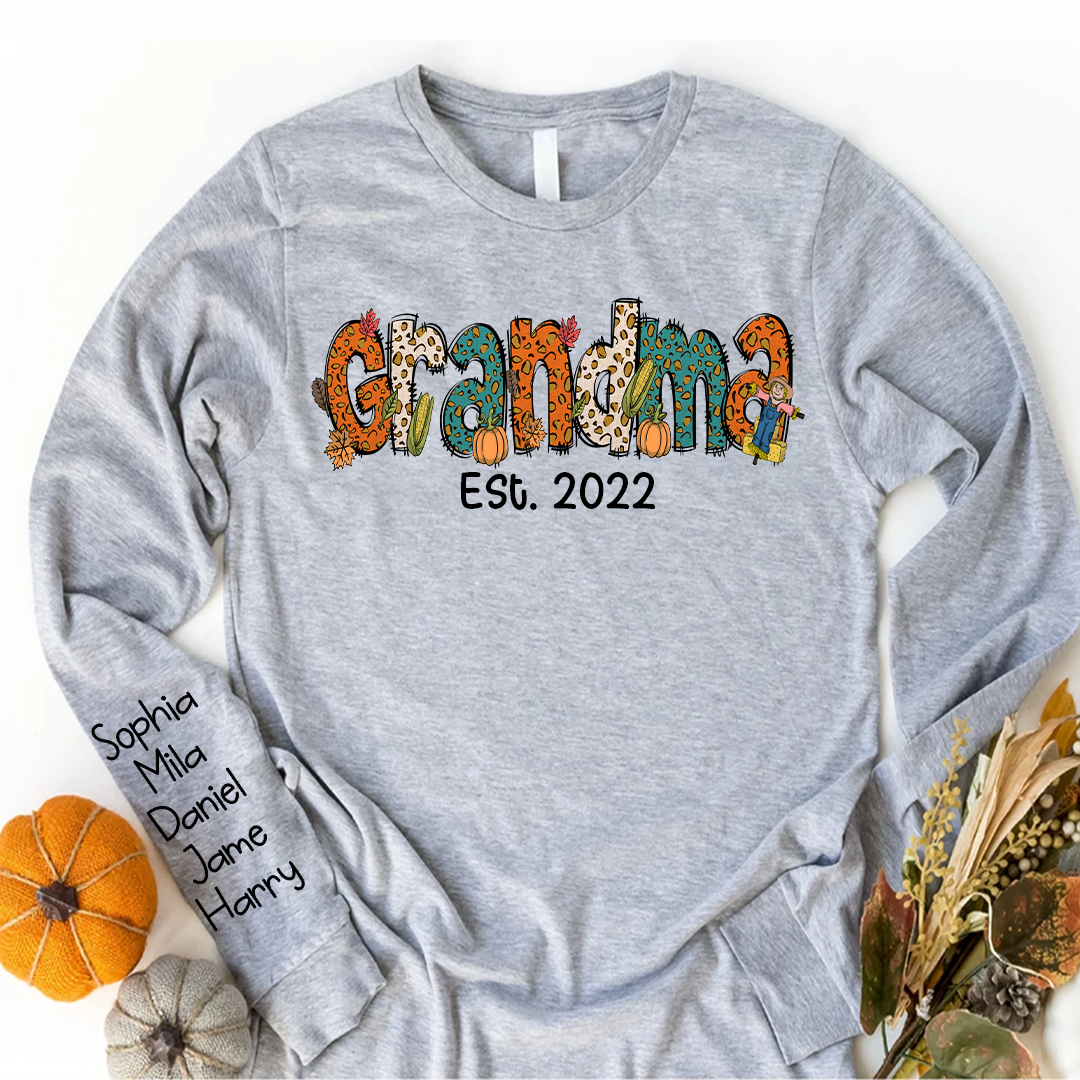Fall Doodle Gigi and Kids Custom Name CTH01