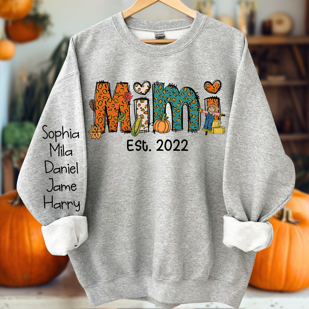 Fall Doodle Gigi and Kids Custom Name CTH01