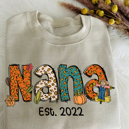 Fall Doodle Gigi and Kids Custom Name CTH01