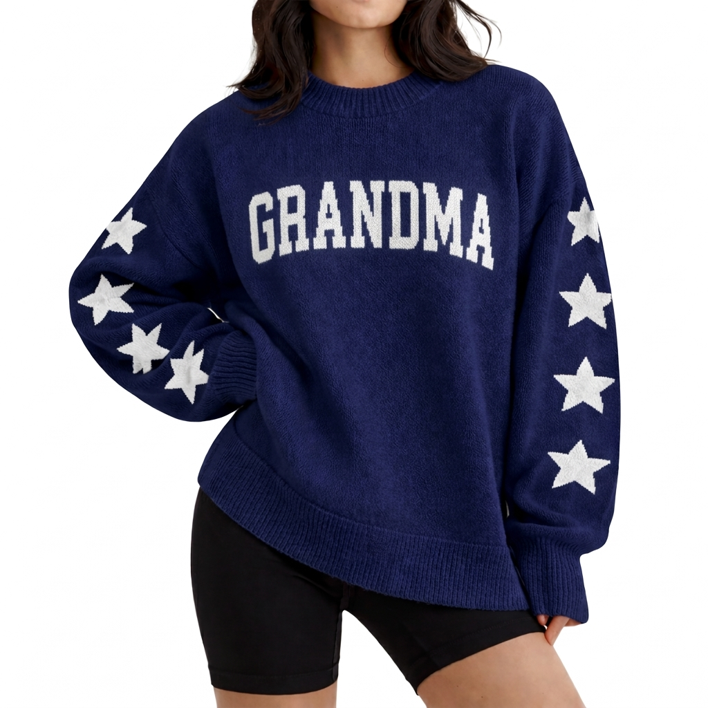 Custom Knit Sweater for Grandma, Soft Jacquard Knit Sweaters for Mom Mama Grandma Girlfriend, Mother’s Day