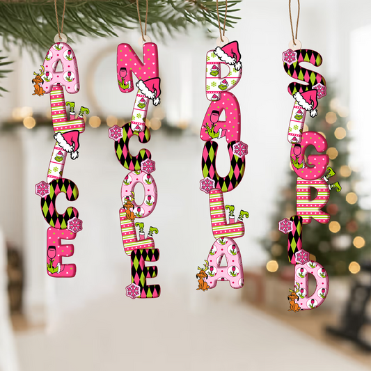 Custom Letter Ornament with Name, Christmas Tag for Stockings, Christmas Tree Decor, Christmas Ornaments for Family