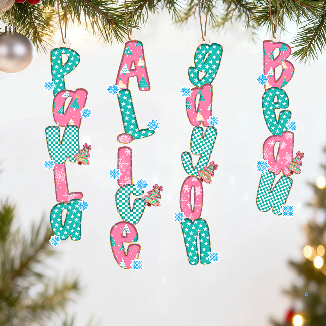 Custom Letter Ornament with Name, Christmas Tree Decor, Christmas Ornaments for Family
