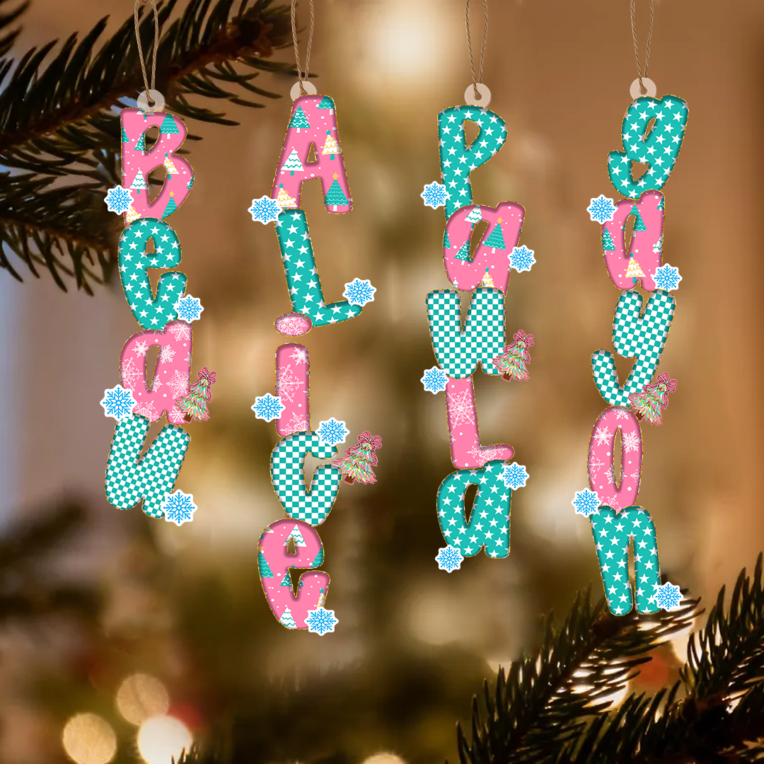 Custom Letter Ornament with Name, Christmas Tree Decor, Christmas Ornaments for Family