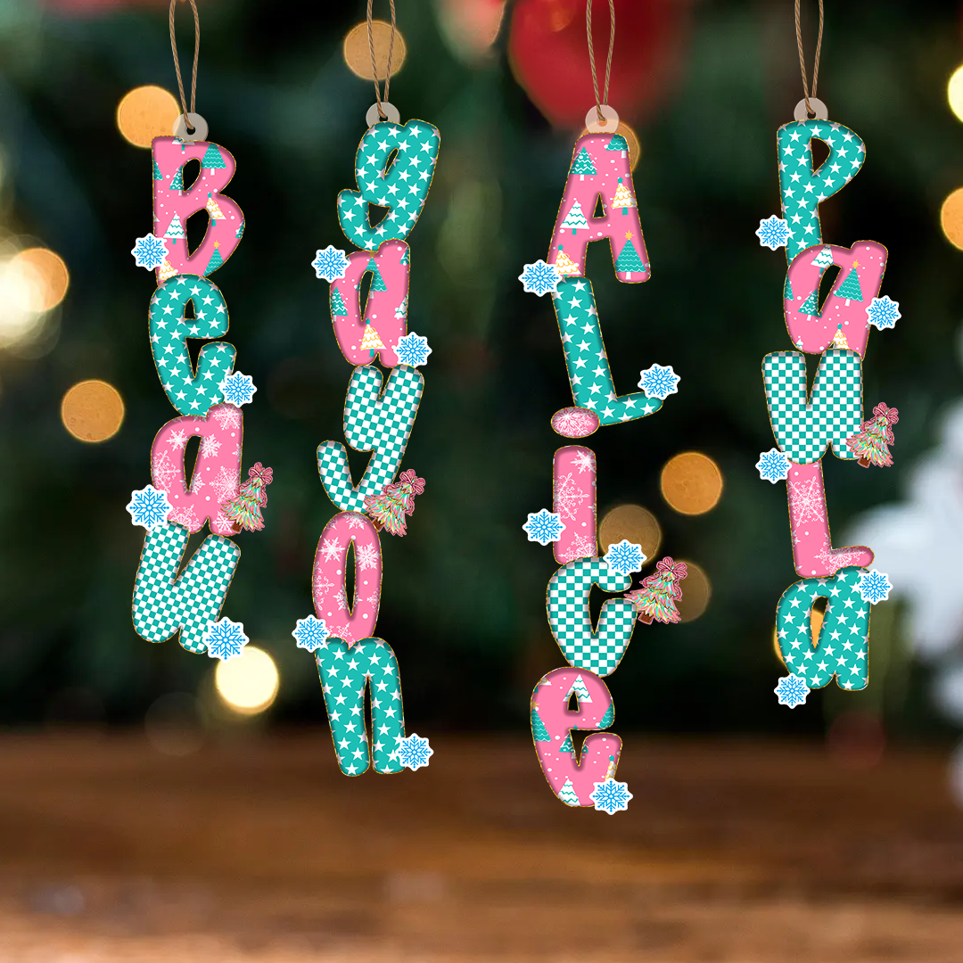 Custom Letter Ornament with Name, Christmas Tree Decor, Christmas Ornaments for Family