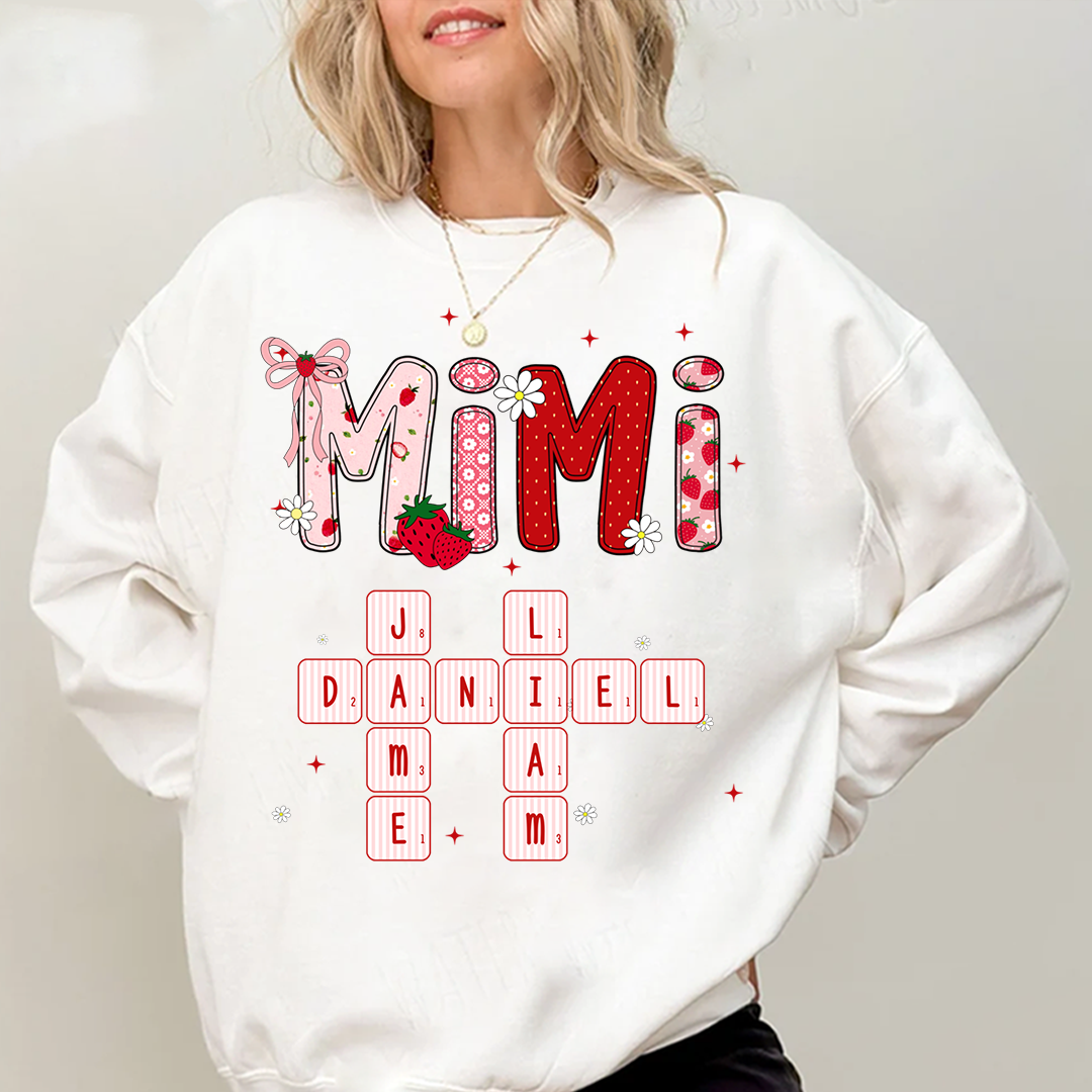 Custom Mimi Strawberry Crossword Grandkids Name