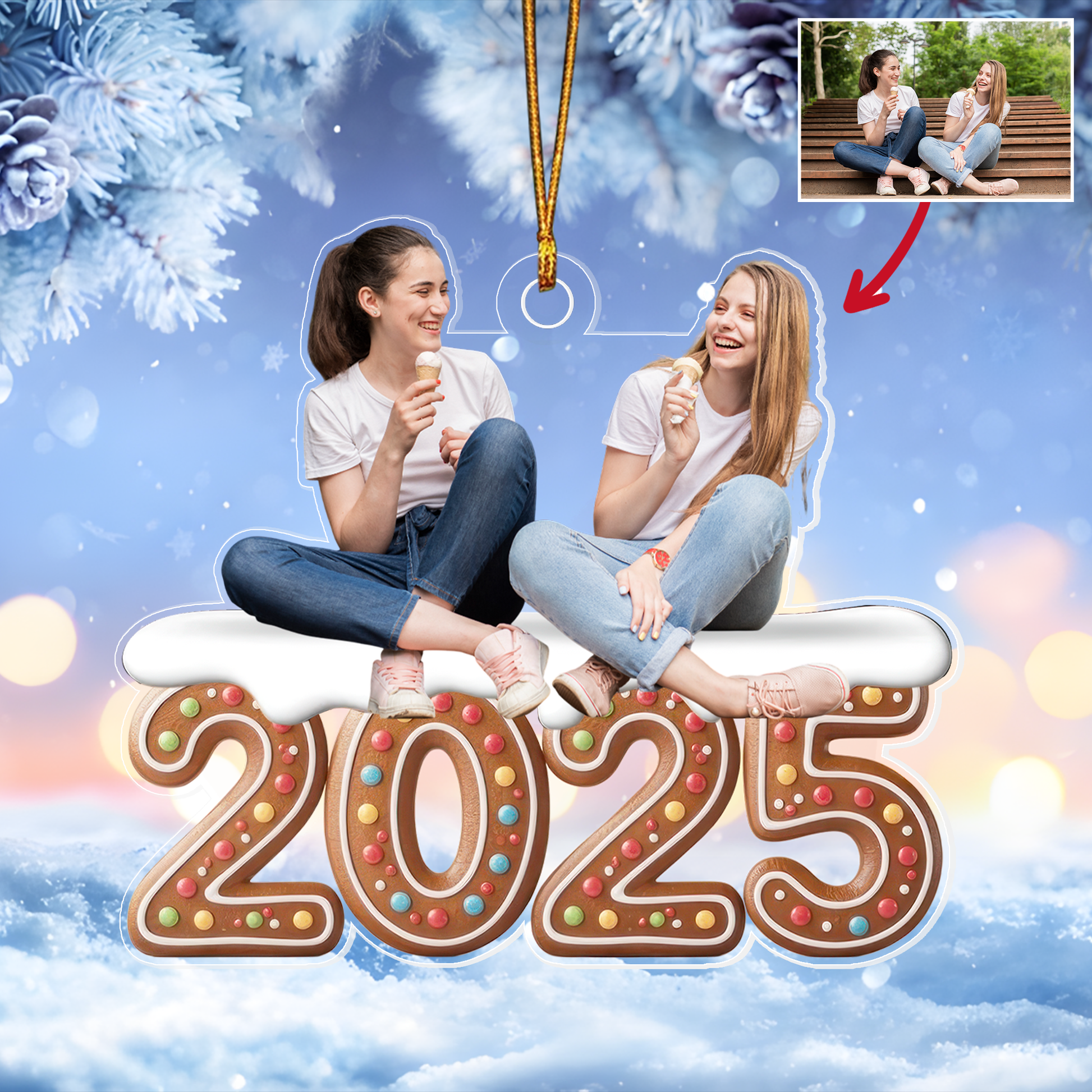 Custom Photo 2025 Gift for Friends, Couple, or Family Acrylic Ornament