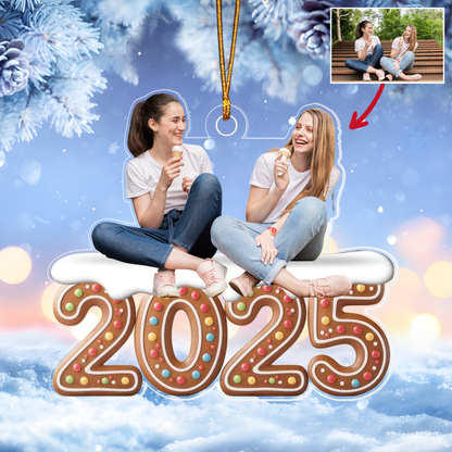 Custom Photo 2025 Gift for Friends, Couple, or Family Acrylic Ornament