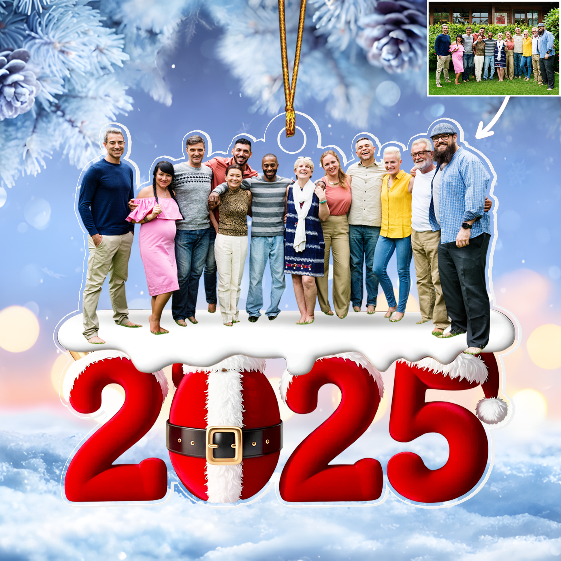 Custom Photo 2025 Santa Acrylic Ornament – Photo Gift for Friends, Couple, or Family Acrylic Ornament