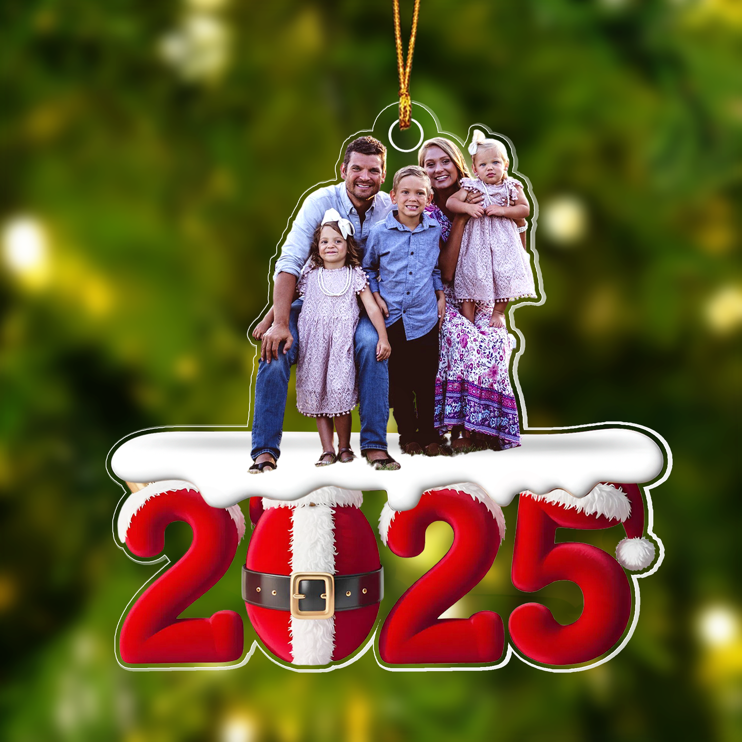 Custom Photo 2025 Santa Acrylic Ornament – Photo Gift for Friends, Couple, or Family Acrylic Ornament