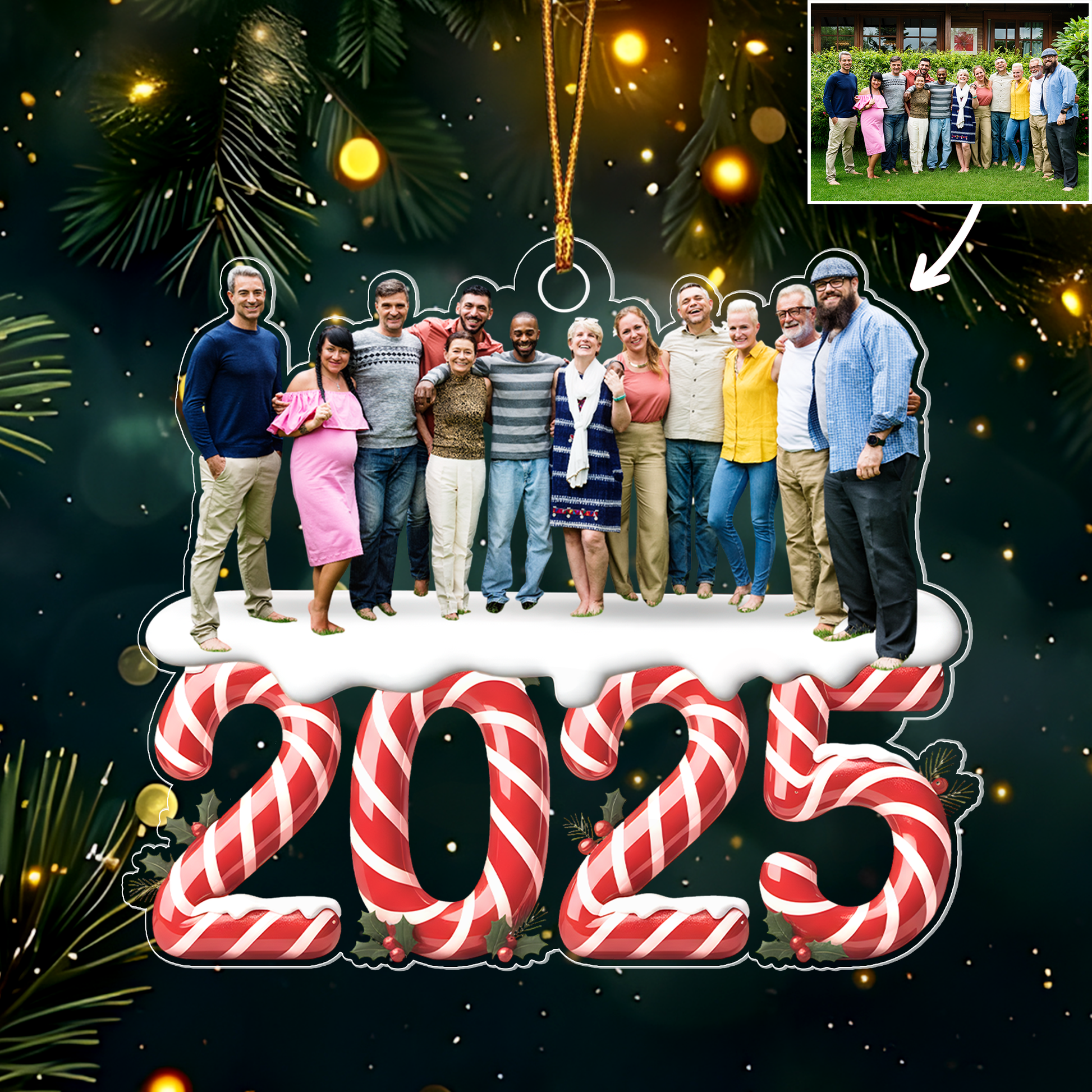 Custom Photo Family 2025 Christmas Ornaments