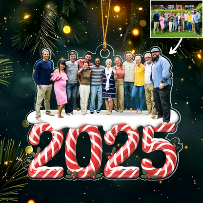 Custom Photo Family 2025 Christmas Ornaments