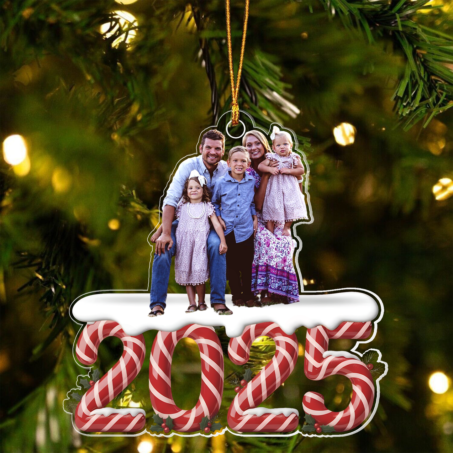 Custom Photo Family 2025 Christmas Ornaments