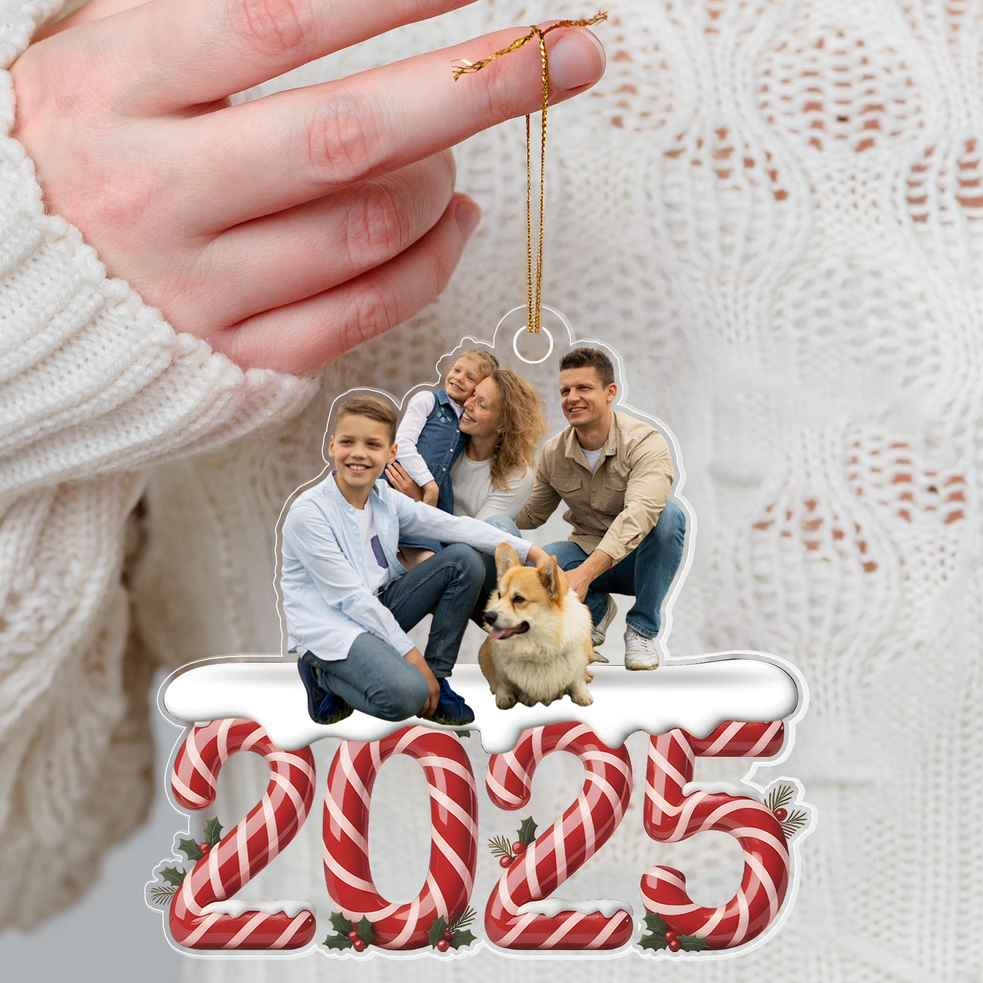 Custom Photo Family 2025 Christmas Ornaments