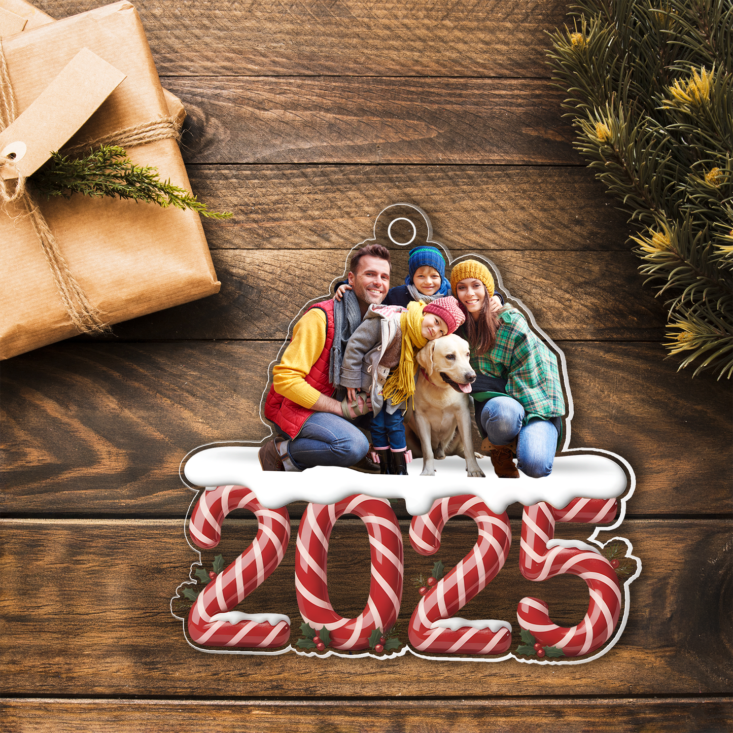 Custom Photo Family 2025 Christmas Ornaments