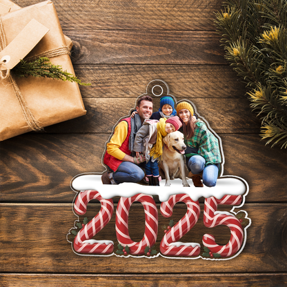 Custom Photo Family 2025 Christmas Ornaments