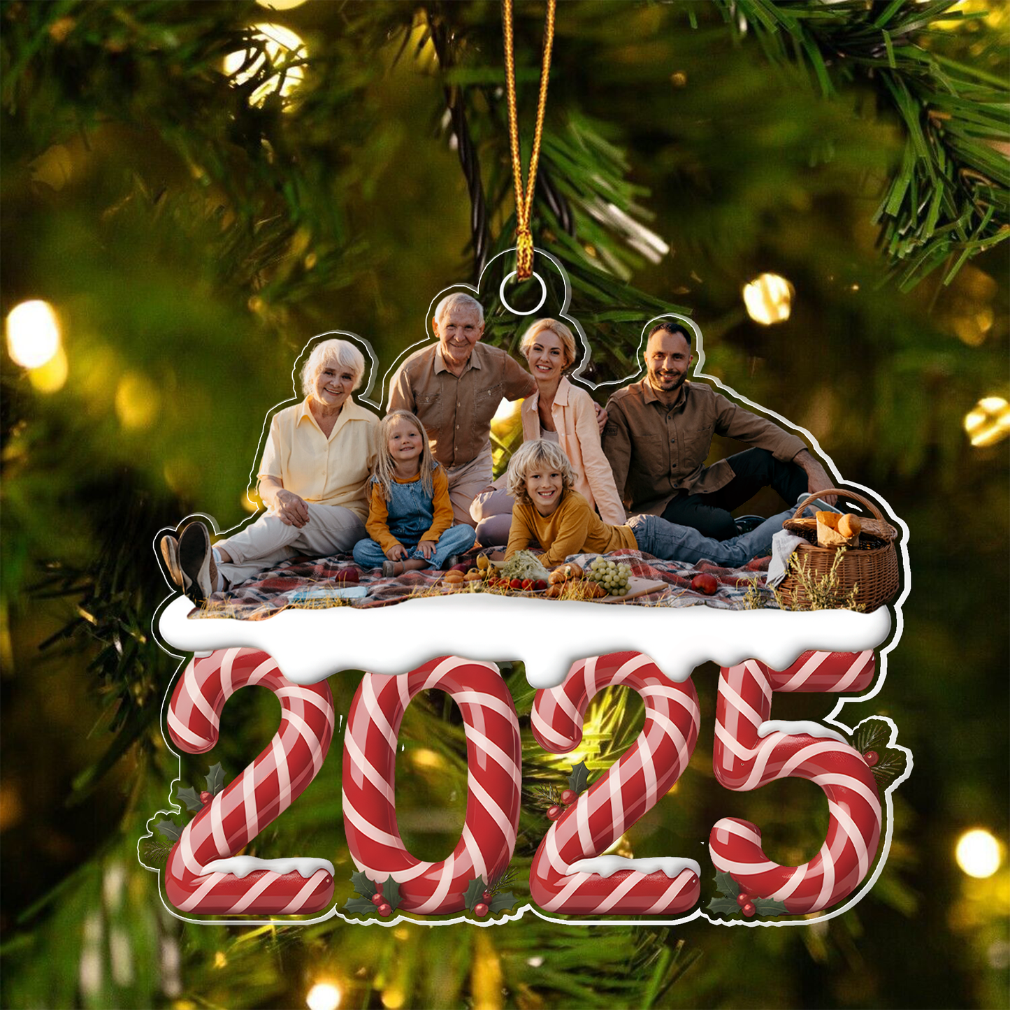 Custom Photo Family 2025 Christmas Ornaments