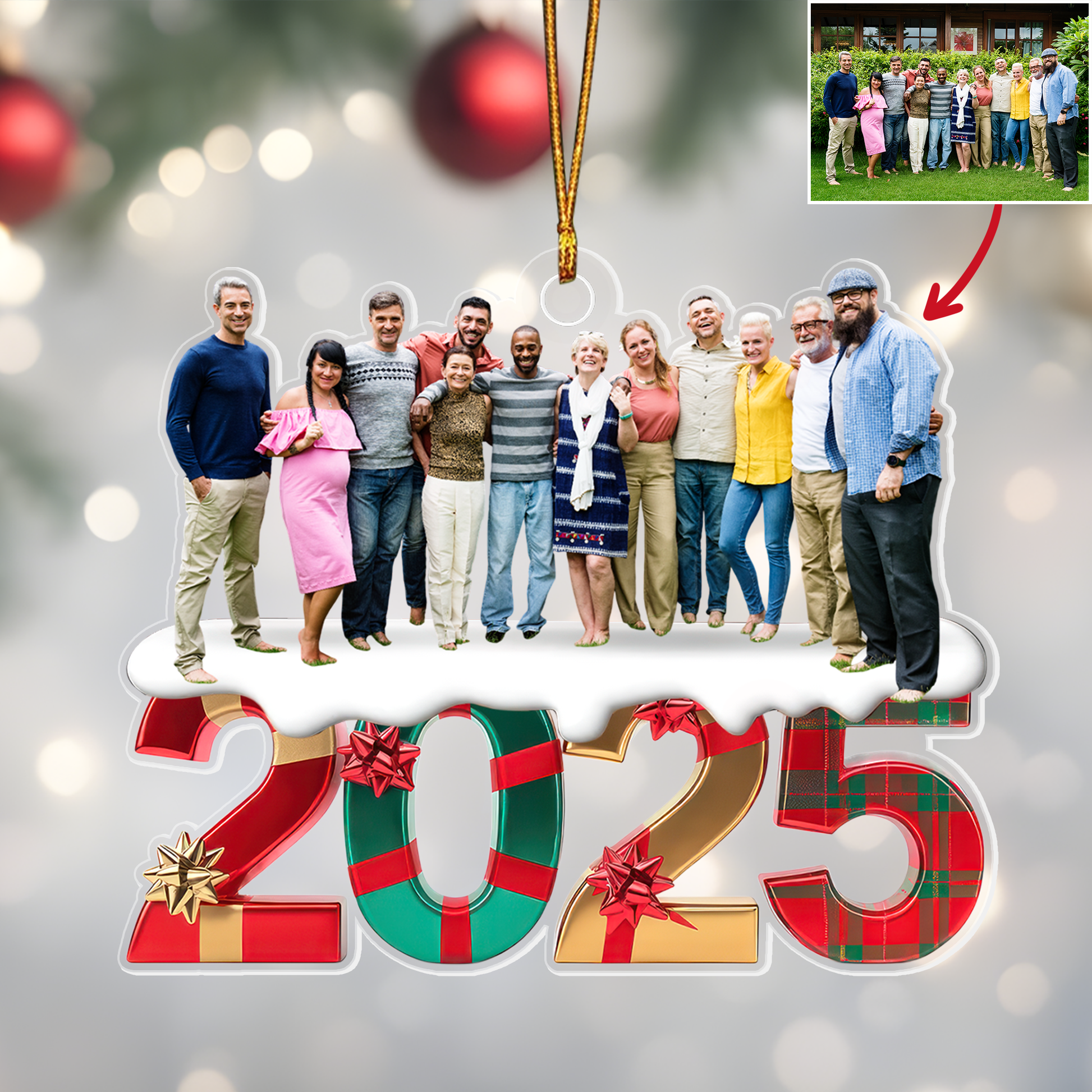 Custom Photo Family 2025 Gift Christmas Acrylic Ornamen