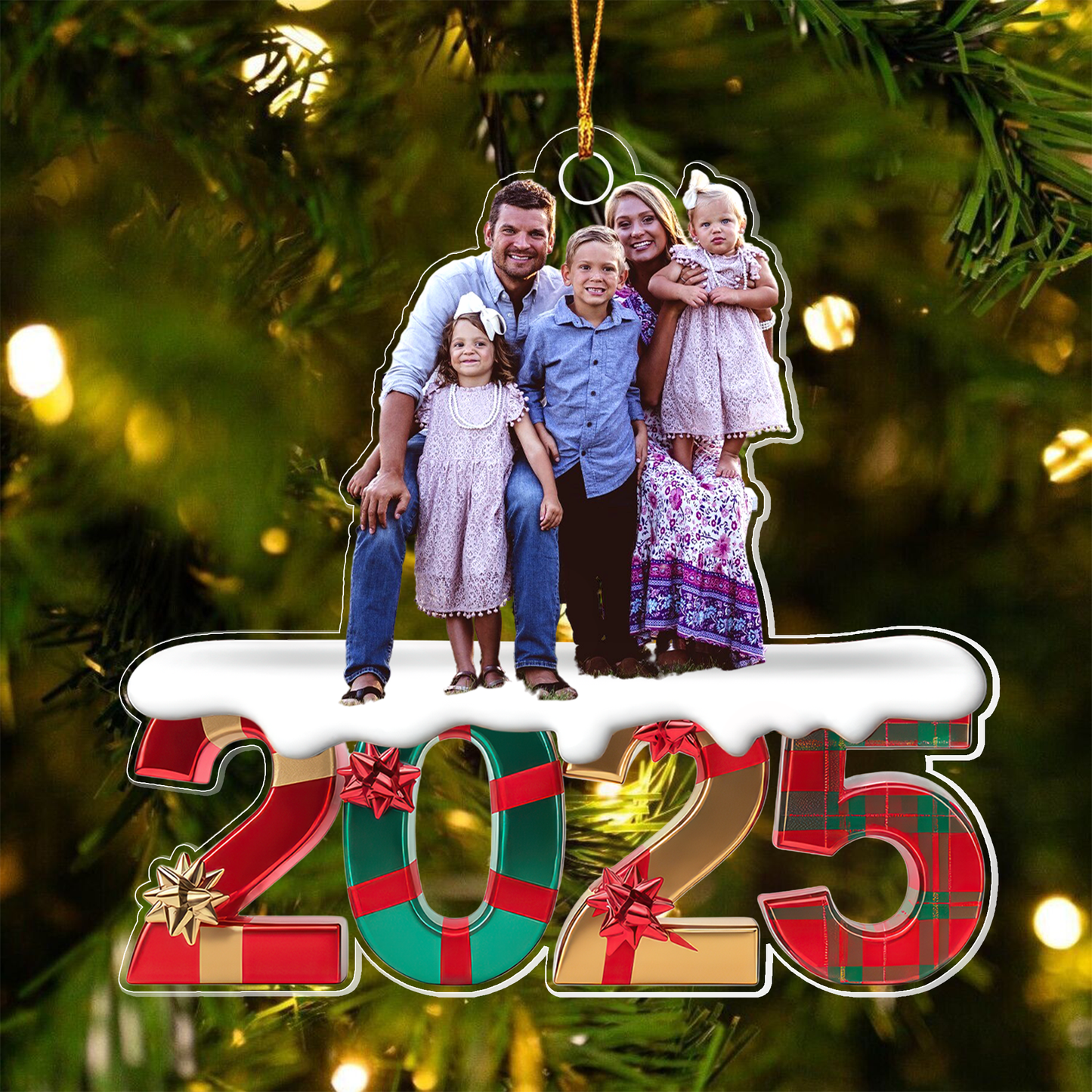 Custom Photo Family 2025 Gift Christmas Acrylic Ornamen