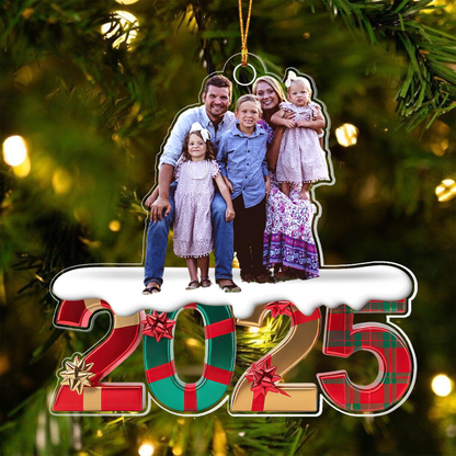 Custom Photo Family 2025 Gift Christmas Acrylic Ornamen