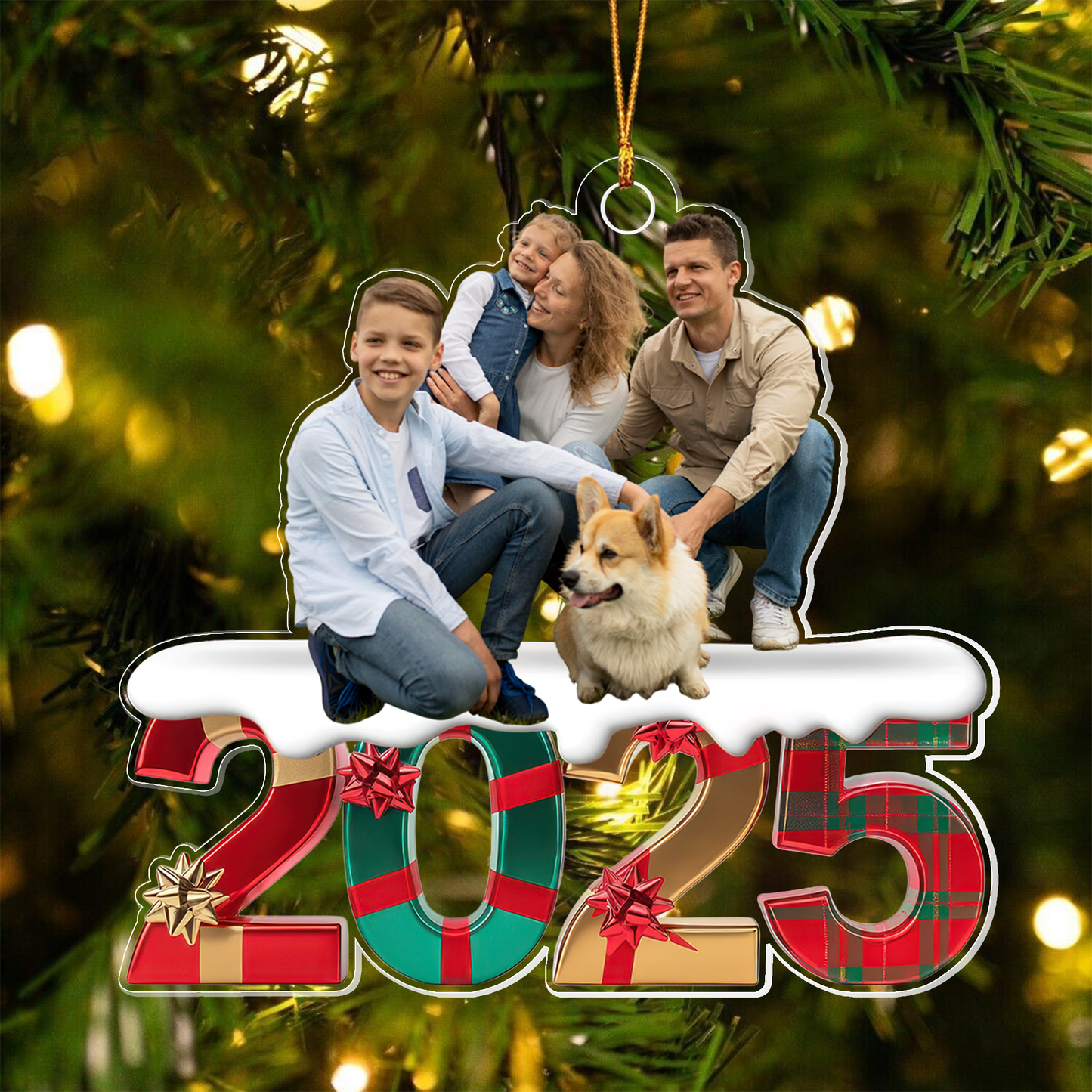 Custom Photo Family 2025 Gift Christmas Acrylic Ornamen