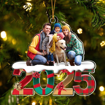 Custom Photo Family 2025 Gift Christmas Acrylic Ornamen
