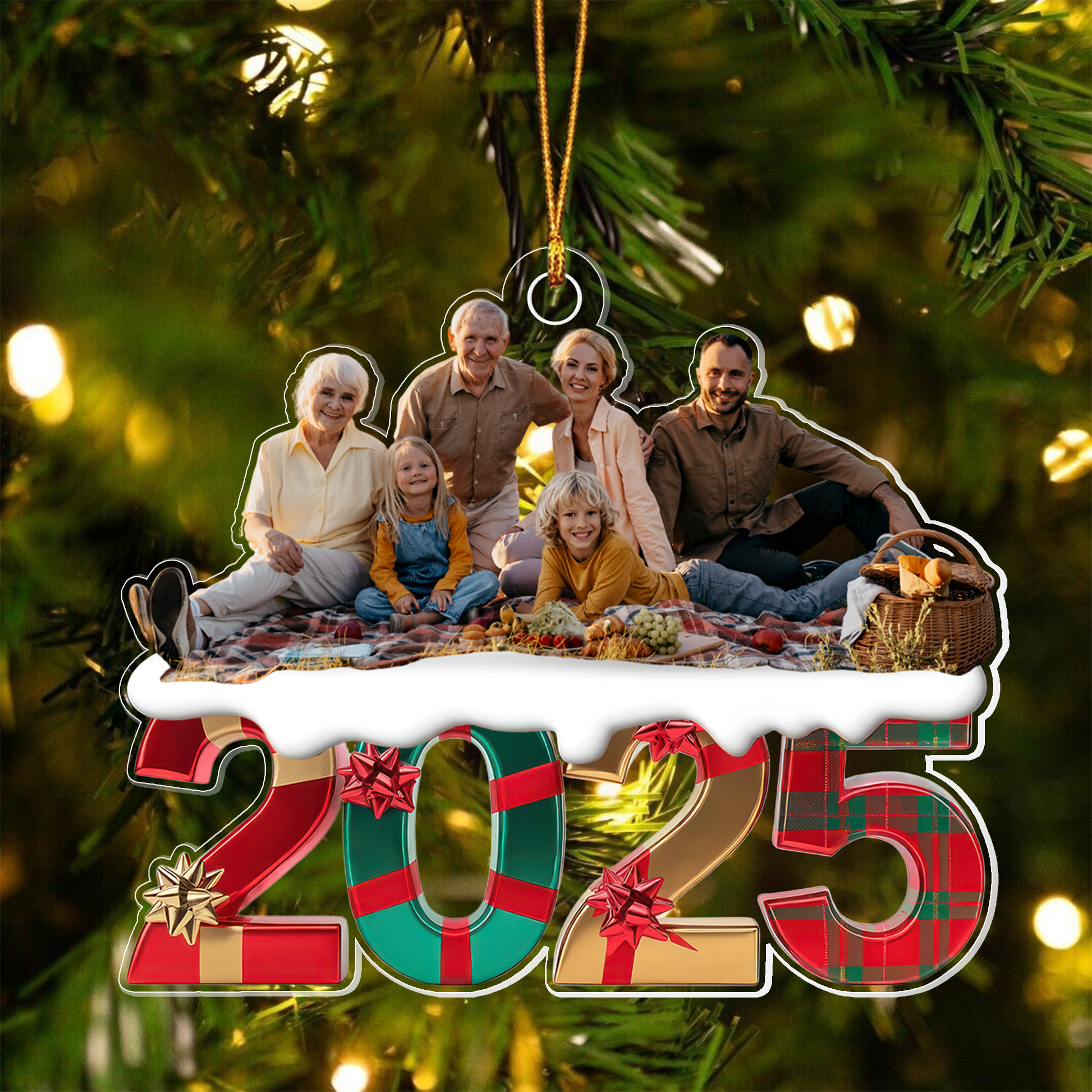 Custom Photo Family 2025 Gift Christmas Acrylic Ornamen