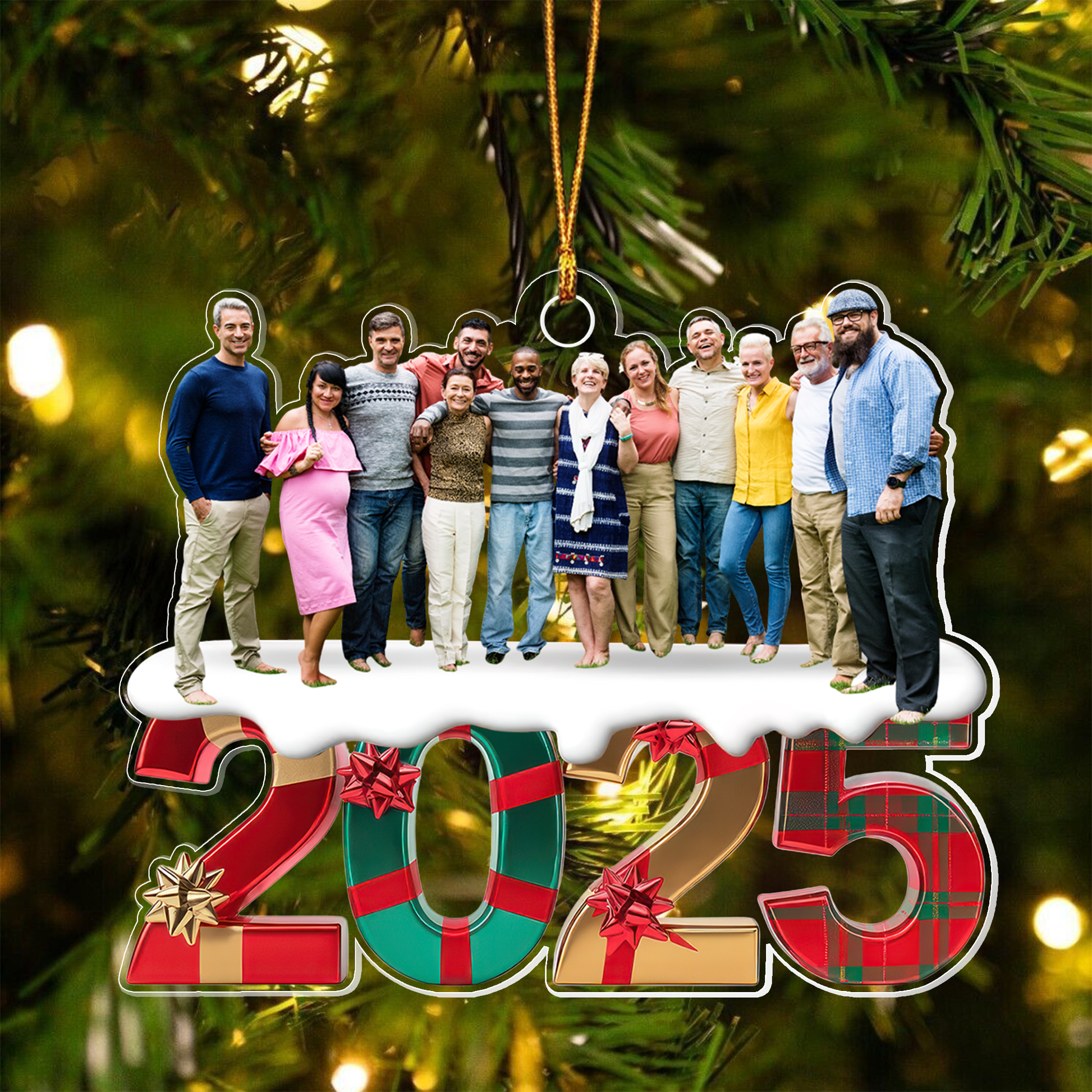 Custom Photo Family 2025 Gift Christmas Acrylic Ornamen