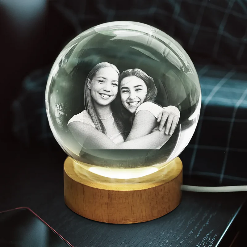 Personalized Globe Lamp with Custom Photo – Cozy Night Light Keepsake & Unique Gift for Family and Friends Crystal Night Ball