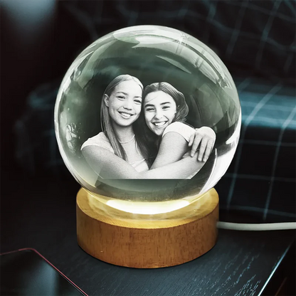 Personalized Globe Lamp with Custom Photo – Cozy Night Light Keepsake & Unique Gift for Family and Friends Crystal Night Ball