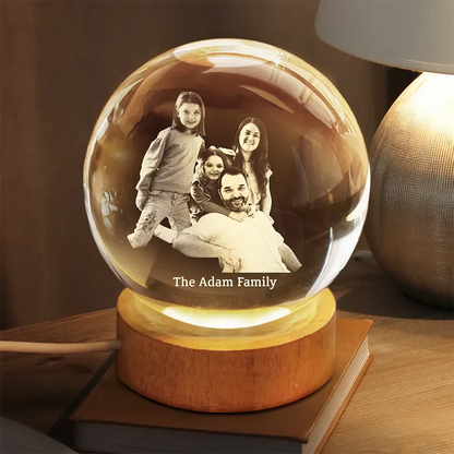 Personalized Globe Lamp with Custom Photo – Cozy Night Light Keepsake & Unique Gift for Family and Friends Crystal Night Ball