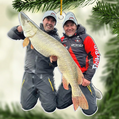 Custom Photo Fisherman Ornament – Personalized Acrylic Christmas Gift for Fishing Lovers, Anglers, and Dads