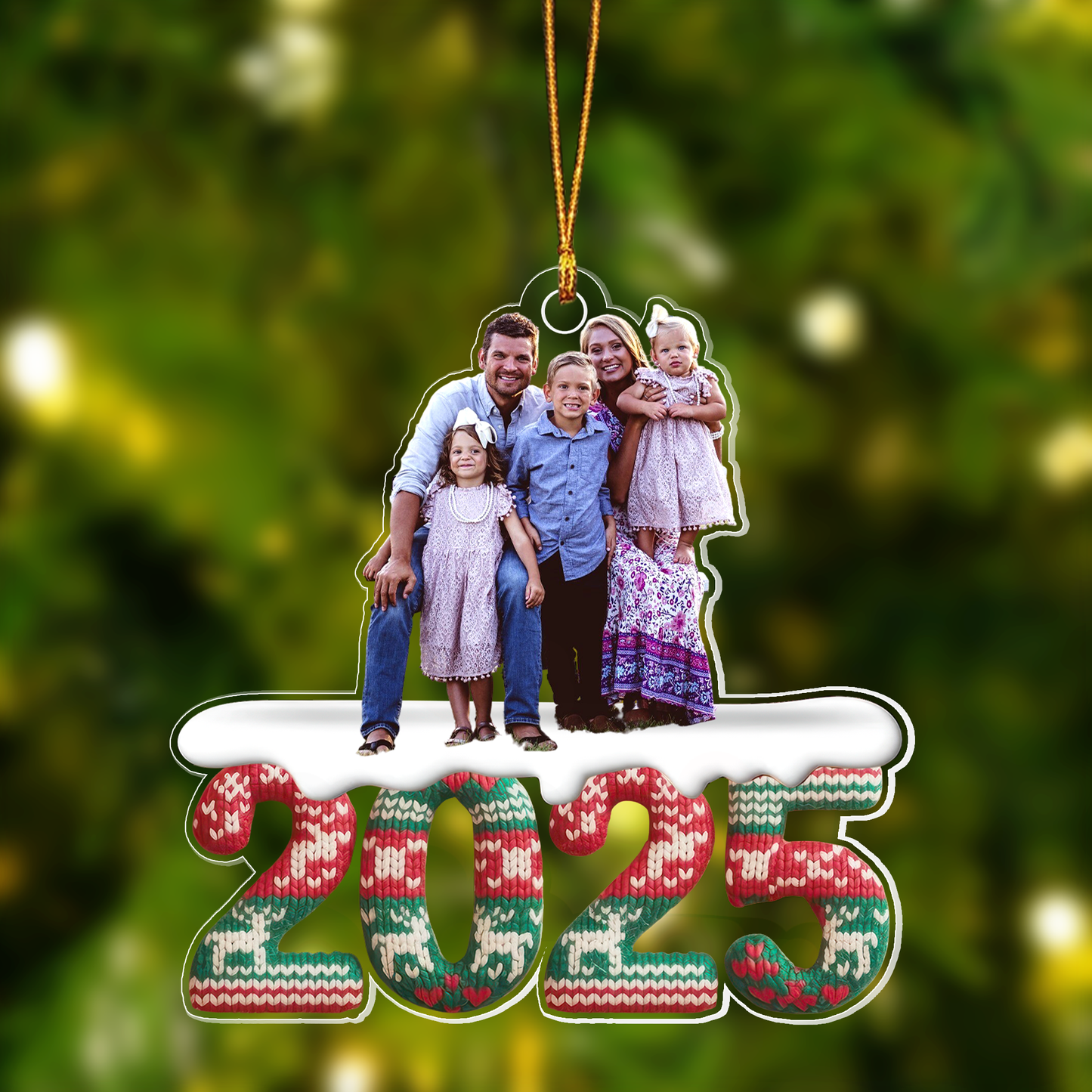 Custom Photo Gift for Family, Friends & Coworkers 2025 Knit Pattern Personalized Christmas