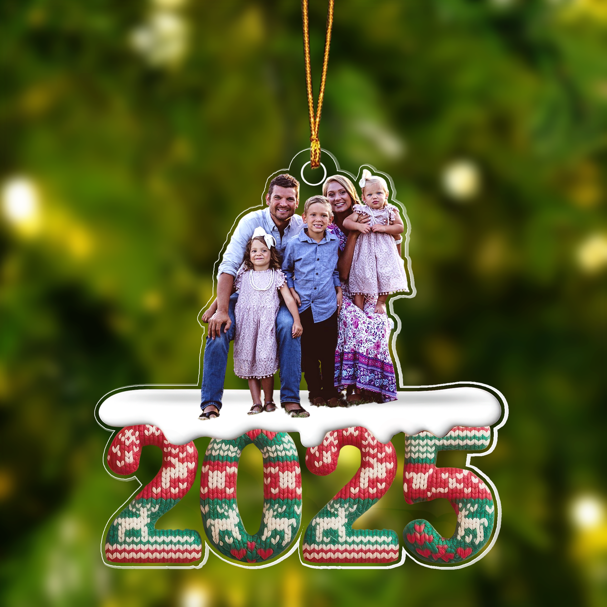 Custom Photo Gift for Family, Friends & Coworkers 2025 Knit Pattern Personalized Christmas