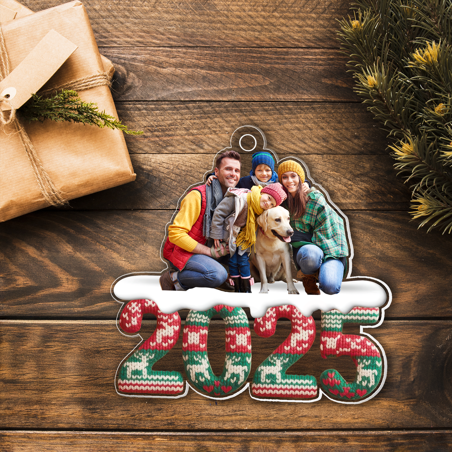 Custom Photo Gift for Family, Friends & Coworkers 2025 Knit Pattern Personalized Christmas
