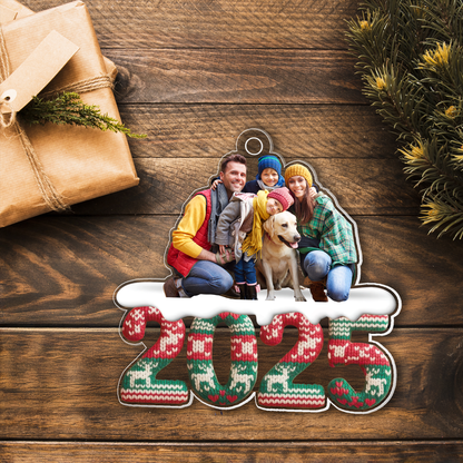 Custom Photo Gift for Family, Friends & Coworkers 2025 Knit Pattern Personalized Christmas