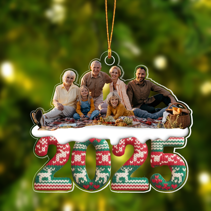 Custom Photo Gift for Family, Friends & Coworkers 2025 Knit Pattern Personalized Christmas
