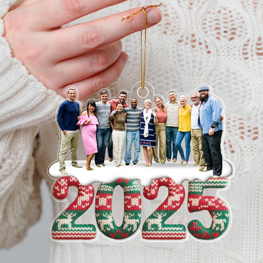 Custom Photo Gift for Family, Friends & Coworkers 2025 Knit Pattern Personalized Christmas