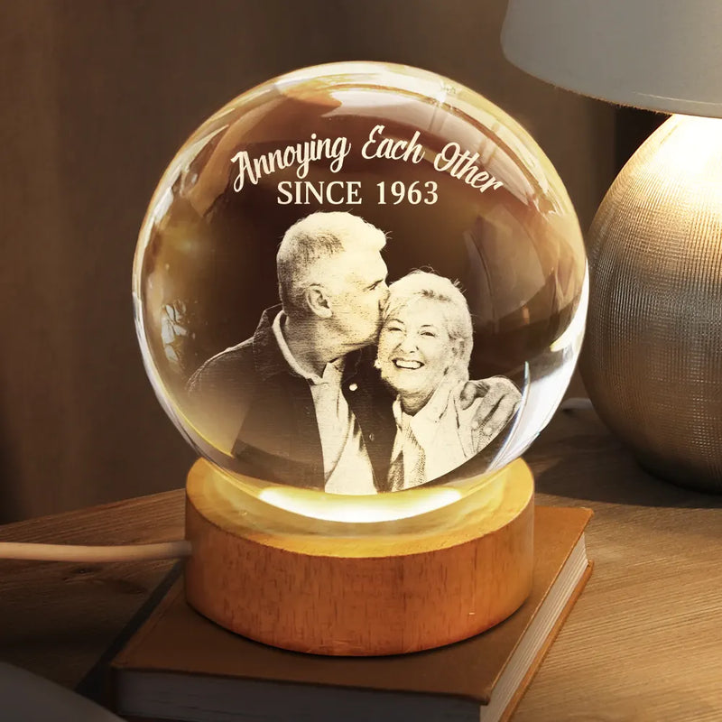 Globe Lamp with Holding Hands Line Art Romantic Night Light Unique Gift for Couples