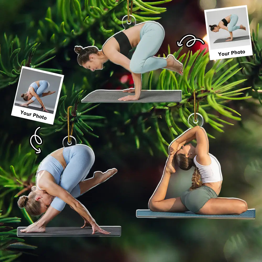 Personalized Yoga Lover Ornament 2025, Custom Photo Acrylic Decoration, Unique Christmas Gift For Yoga Enthusiasts And Fitness Lovers