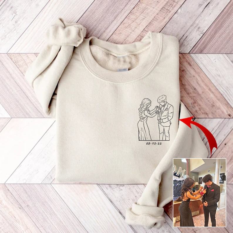 Custom Portrait from photo to shirt, outline photo sweatshirt, Custom Photo, custom portrait, Couple Hoodie, Couple Shirt, Couple Hoodie Hoodie, Sweatshirt