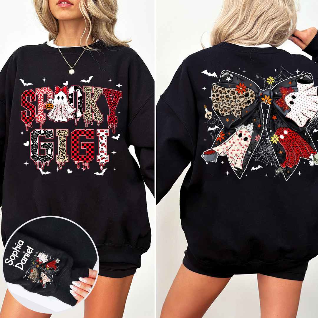 Custom Spooky Gigi And Grandkids Halloween Bow Sweatshirt