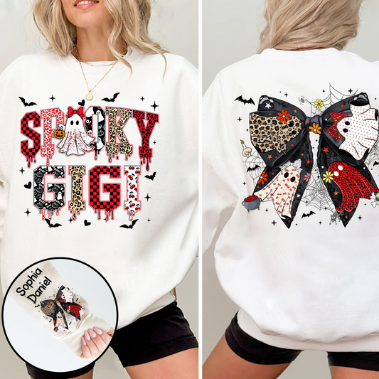 Custom Spooky Gigi And Grandkids Halloween Bow Sweatshirt